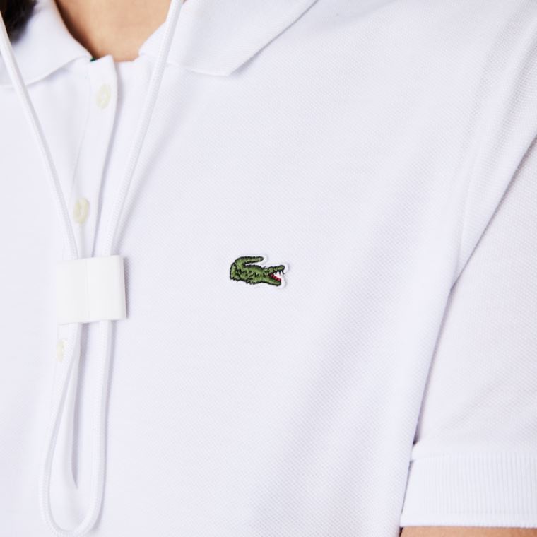 Lacoste SPORT Roland Garros Pleated Polo Kjole Hvide Grøn Mørkeblå Blå | bDuPEk7e