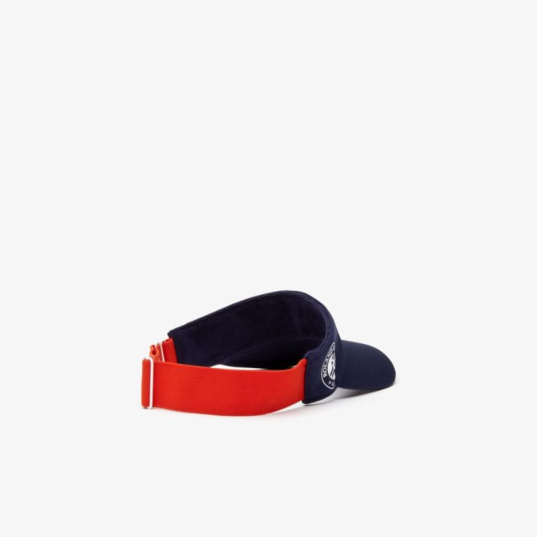 Lacoste SPORT Roland Garros Two-Tone Piqué Visor Mørkeblå Blå Rød Hvide | 5dJsAb4V