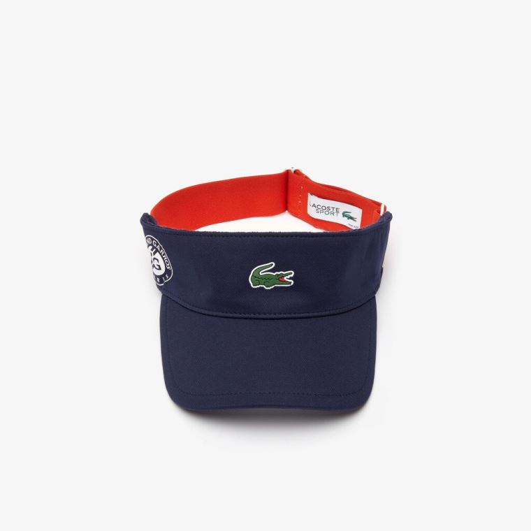 Lacoste SPORT Roland Garros Two-Tone Piqué Visor Mørkeblå Blå Rød Hvide | 5dJsAb4V