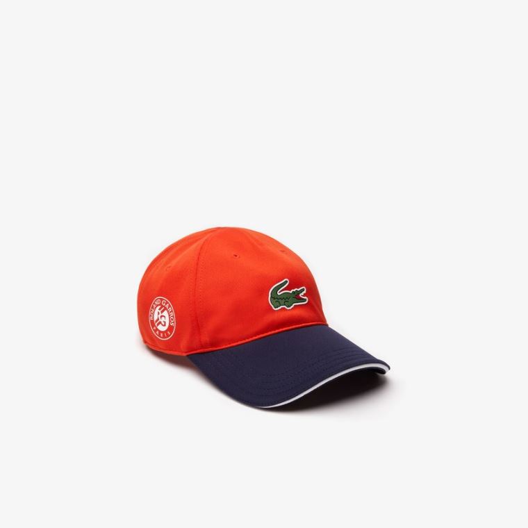 Lacoste SPORT Roland Garros Two-Tone Piqué Cap Rød Mørkeblå Blå Hvide | g7r1eap3