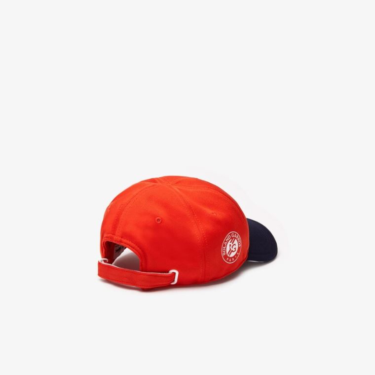 Lacoste SPORT Roland Garros Two-Tone Piqué Cap Rød Mørkeblå Blå Hvide | g7r1eap3