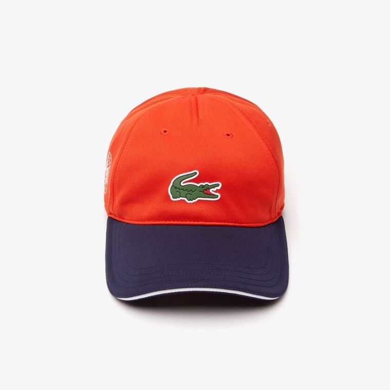 Lacoste SPORT Roland Garros Two-Tone Piqué Cap Rød Mørkeblå Blå Hvide | g7r1eap3