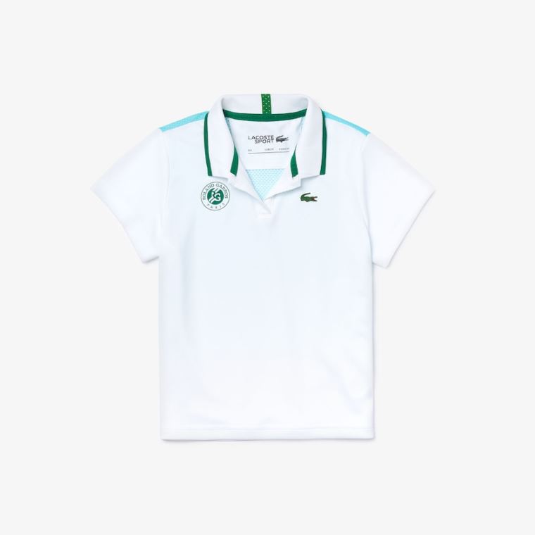 Lacoste SPORT Roland Garros V-Neck Polo Shirt Hvide Turkis Grøn | MNsi6ui7