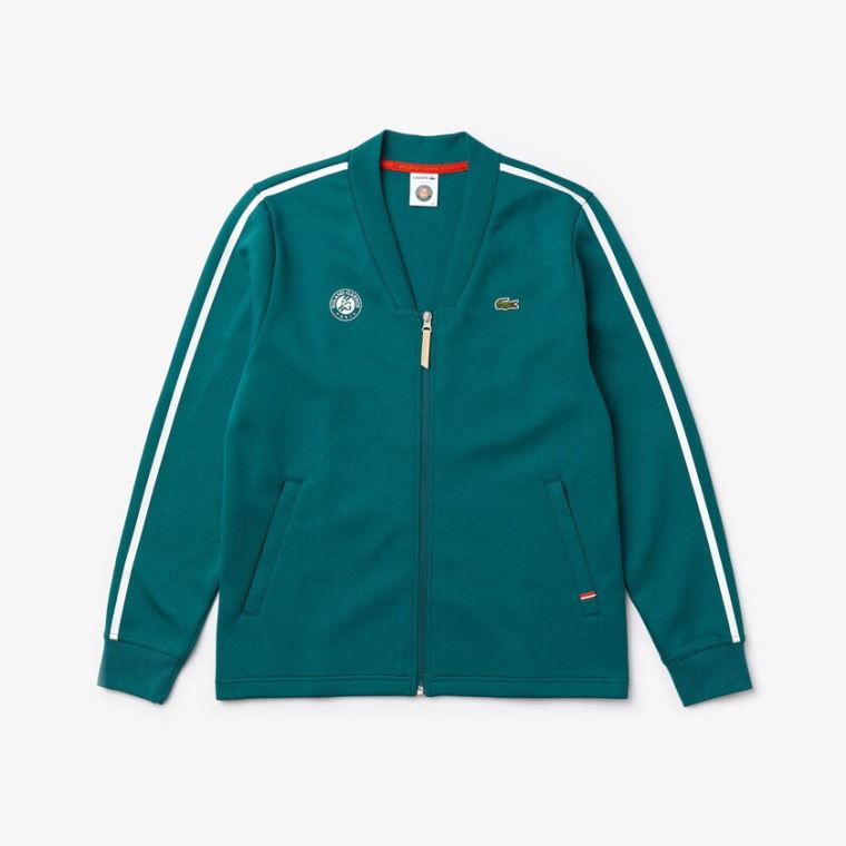 Lacoste SPORT Roland Garros V-Neck Zip Sweatshirt Grøn Hvide Rød | 2Z201gXo