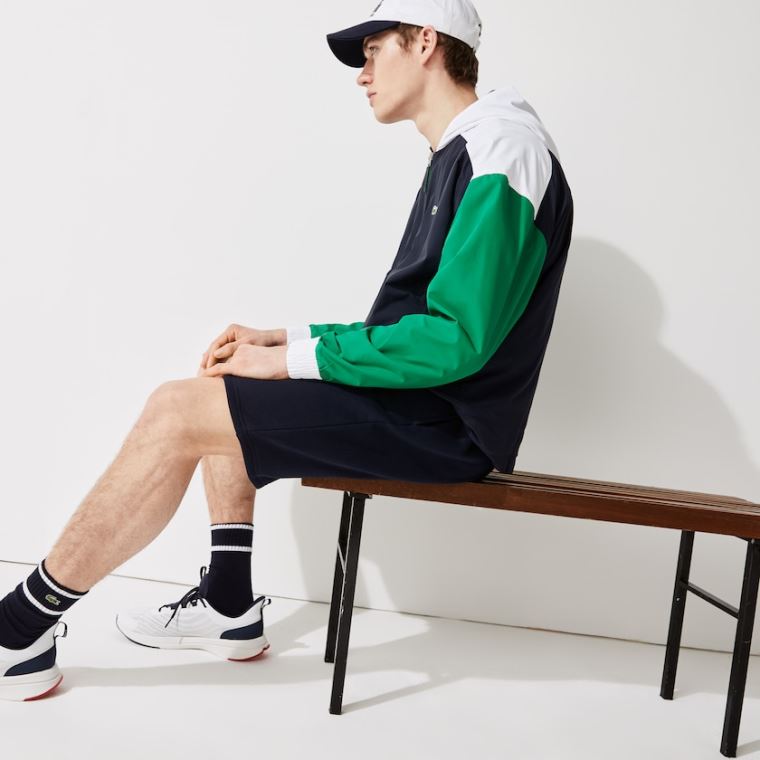 Lacoste SPORT Roland Garros Zip-Up Windbreaker Mørkeblå Blå Grøn Hvide | tGINfY7t