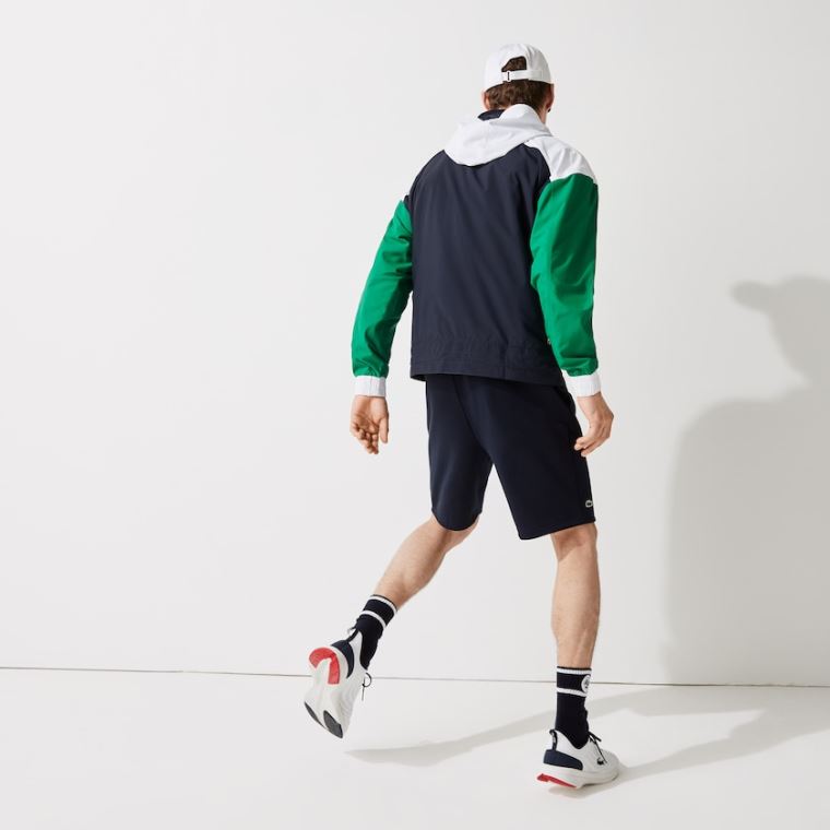 Lacoste SPORT Roland Garros Zip-Up Windbreaker Mørkeblå Blå Grøn Hvide | tGINfY7t