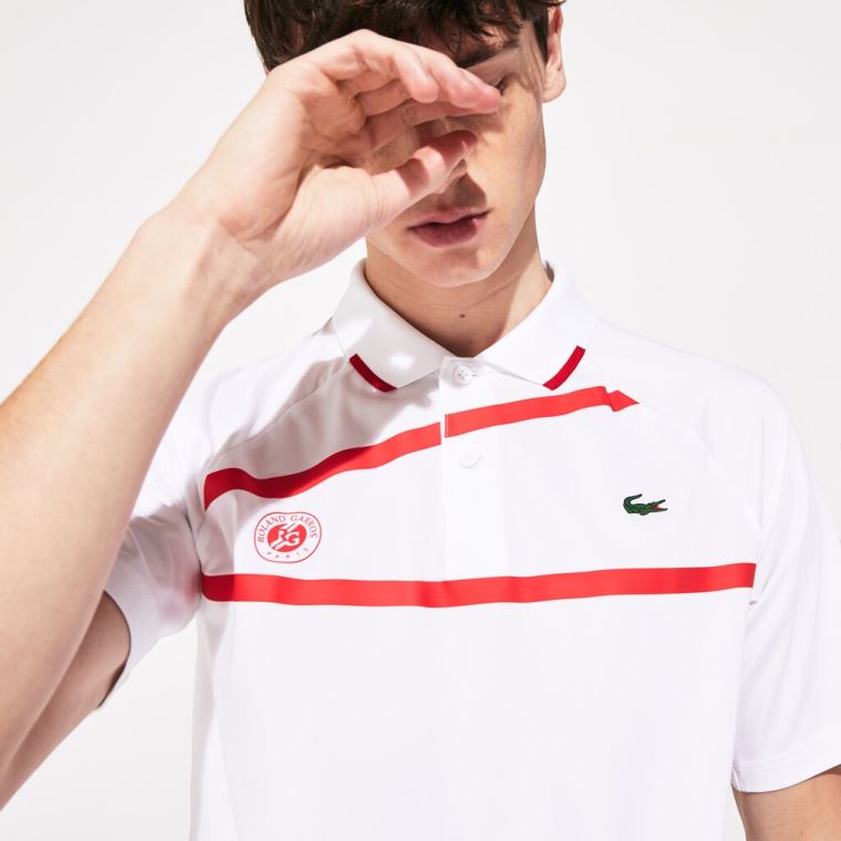 Lacoste SPORT Roland Garros x Novak Djokovic Polo Shirt Hvide Rød | aknlJPir