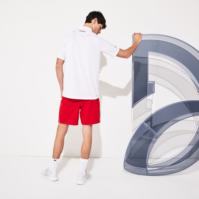 Lacoste SPORT Roland Garros x Novak Djokovic Polo Shirt Hvide Rød | aknlJPir