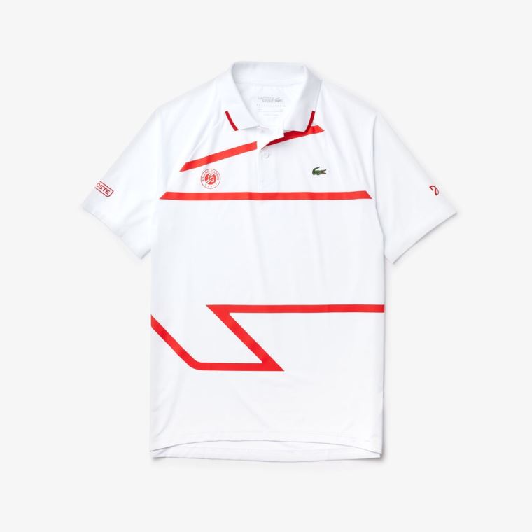 Lacoste SPORT Roland Garros x Novak Djokovic Polo Shirt Hvide Rød | aknlJPir