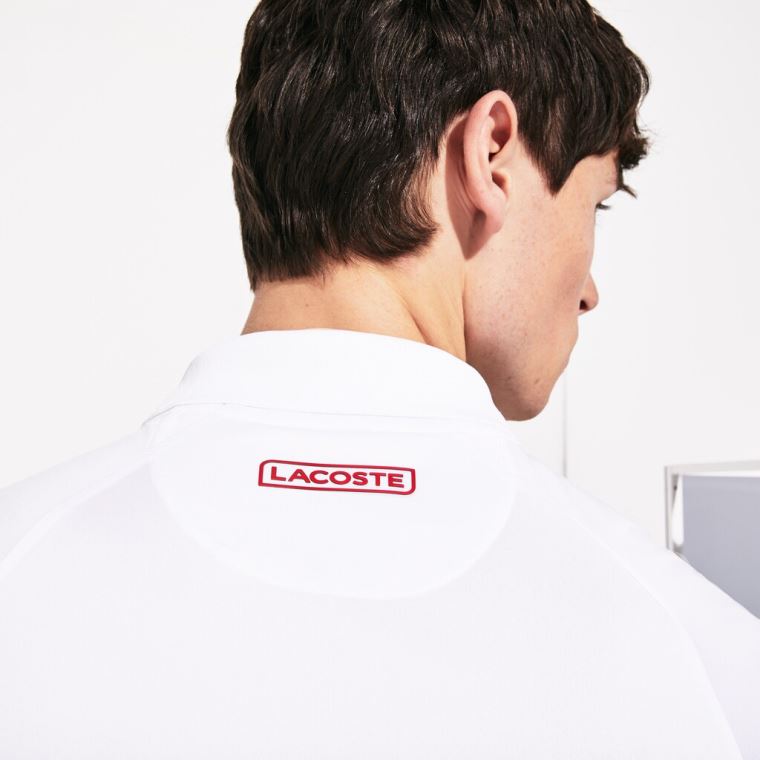 Lacoste SPORT Roland Garros x Novak Djokovic Polo Shirt Hvide Rød | aknlJPir