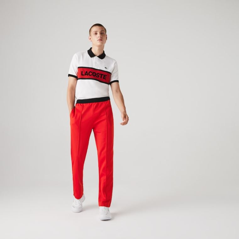 Lacoste SPORT Run-resistant Pleated Tracksuit Pants Rød Sort Hvide | ogpbqTmN