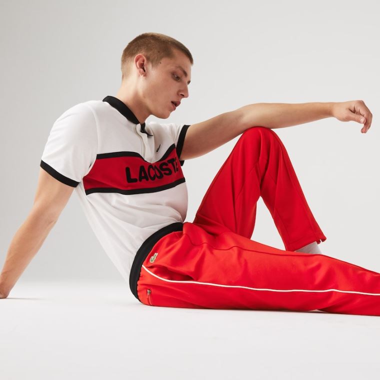 Lacoste SPORT Run-resistant Pleated Tracksuit Pants Rød Sort Hvide | ogpbqTmN