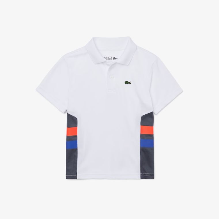 Lacoste SPORT Side Stripe Trænings Polo Hvide Mørkegrå Rød Blå | hW546Yau