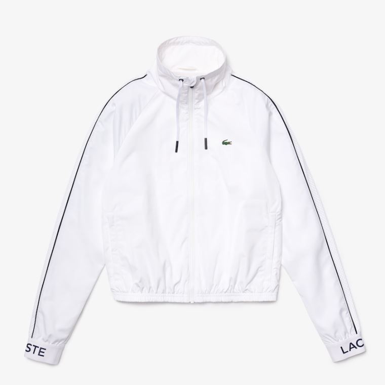 Lacoste SPORT Strand-Resistant Zip Tennis Jacket Hvide Mørkeblå Blå | AEEq277M