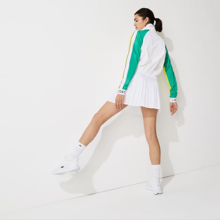 Lacoste SPORT Strand-Resistant Zip Tennis Jacket Hvide Grøn Gul Mørkeblå Blå | wxhyNRAi