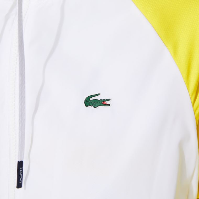 Lacoste SPORT Strand-Resistant Zip Tennis Jacket Hvide Grøn Gul Mørkeblå Blå | wxhyNRAi