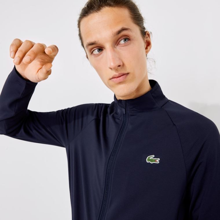 Lacoste SPORT Stretch Ergonomic Zippered Golf Jacket Mørkeblå Blå | zECtuT9O