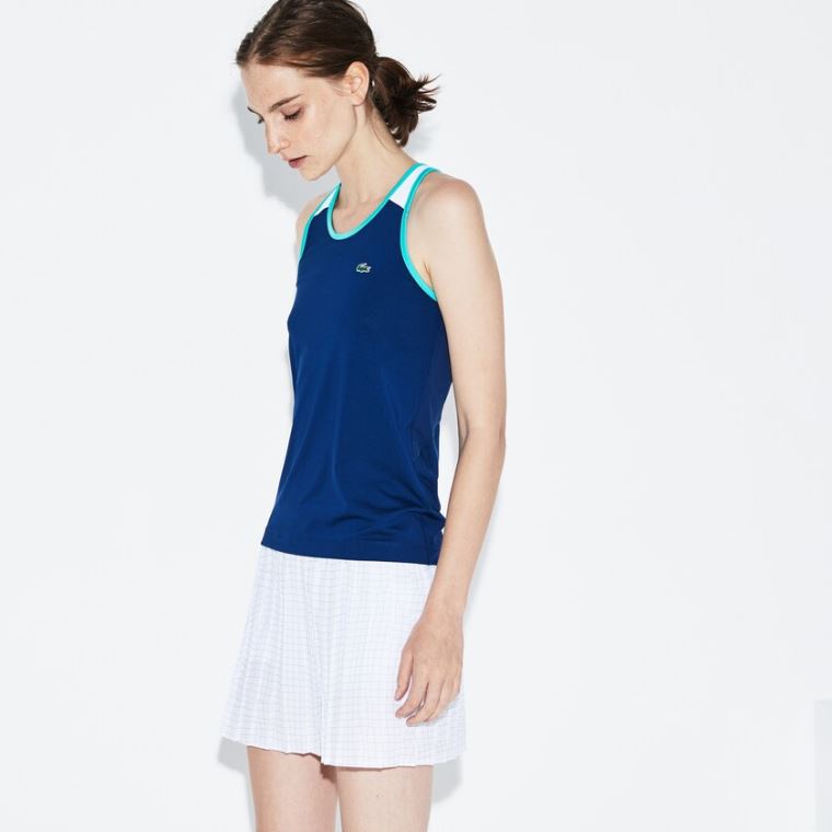 Lacoste SPORT Stretch Jersey Racerback Tennis Tank Top Mørkeblå Blå Hvide Grøn | 0F015Ipv