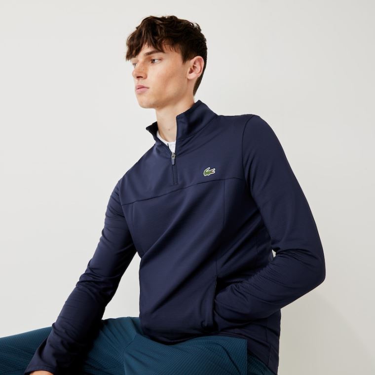 Lacoste SPORT Stretch Zippered Collar Sweatshirt Mørkeblå Blå | 1e2bv83B