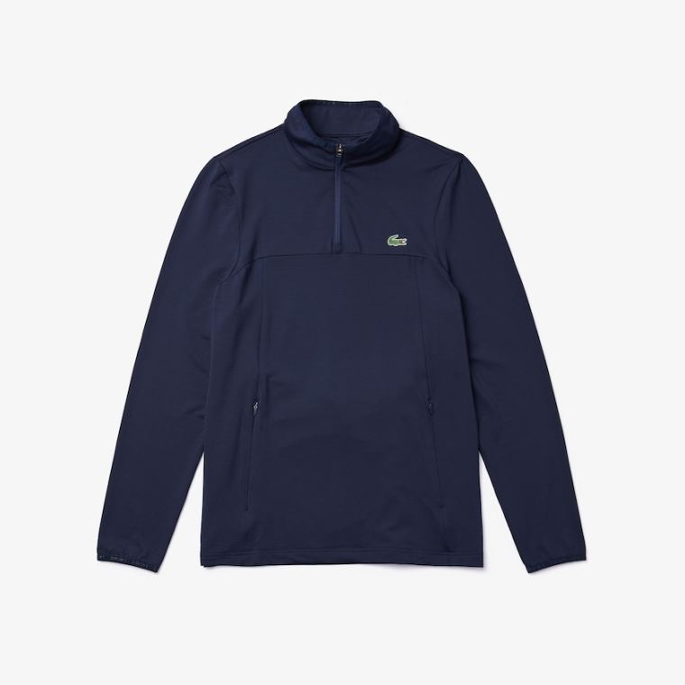 Lacoste SPORT Stretch Zippered Collar Sweatshirt Mørkeblå Blå | 1e2bv83B