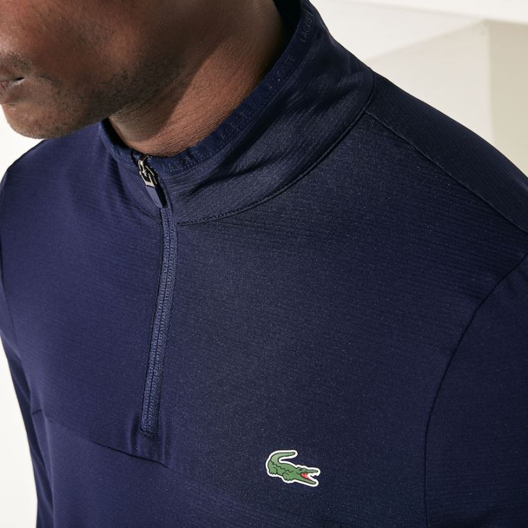 Lacoste SPORT Stretch Zippered Collar Sweatshirt Mørkeblå Blå | 1e2bv83B