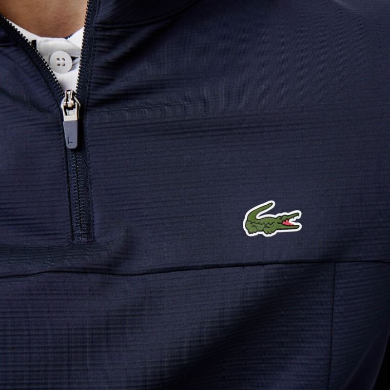 Lacoste SPORT Stretch Zippered Collar Sweatshirt Mørkeblå Blå | 1e2bv83B