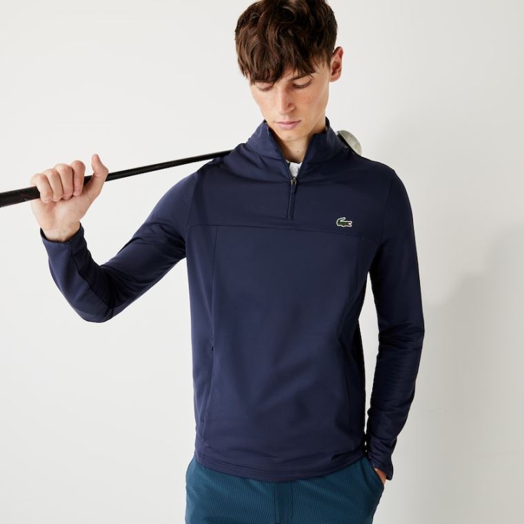 Lacoste SPORT Stretch Zippered Collar Sweatshirt Mørkeblå Blå | 1e2bv83B