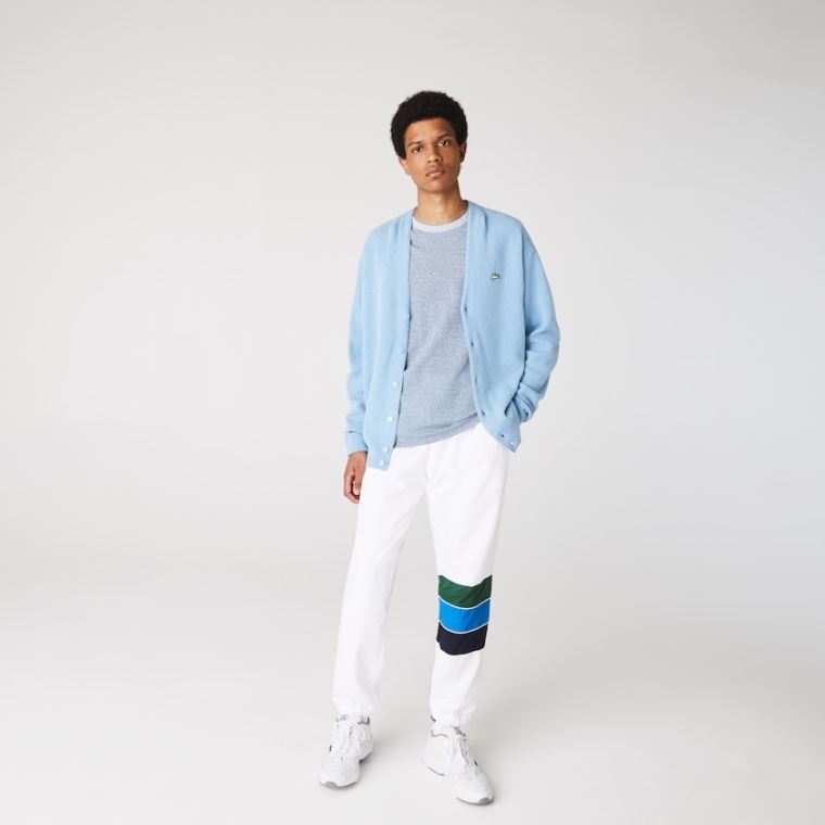 Lacoste SPORT Striped Colorblock Tracksuit Pants Hvide Mørkeblå Blå Blå Grøn | Jv1ZHKOY