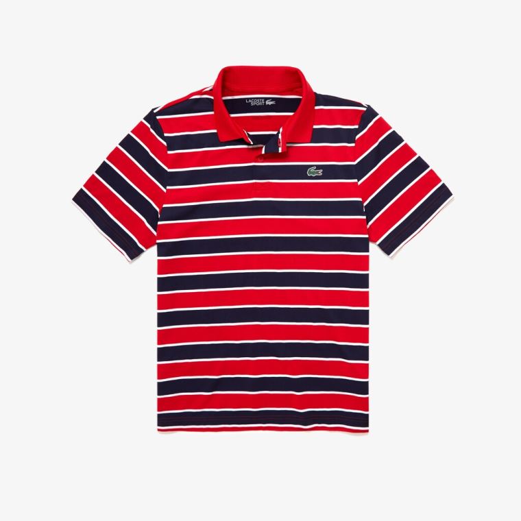 Lacoste SPORT Striped Åndbar Golf Polo Shirt Mørkeblå Blå Lilla | UY4tTsNv