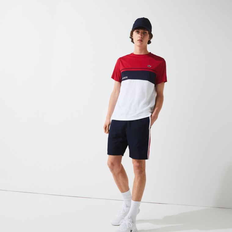 Lacoste SPORT Taffeta Tennis Shorts Mørkeblå Blå Rød Hvide | 6Azgpak8