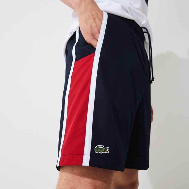 Lacoste SPORT Taffeta Tennis Shorts Mørkeblå Blå Rød Hvide | 6Azgpak8