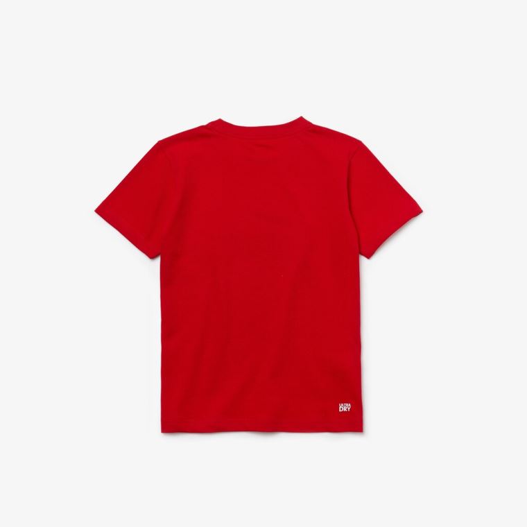 Lacoste SPORT Tennis Technical Jersey Oversized Croc T-shirt Rød Hvide | JkkDW2zJ