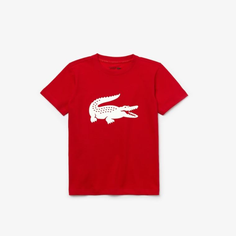 Lacoste SPORT Tennis Technical Jersey Oversized Croc T-shirt Rød Hvide | JkkDW2zJ