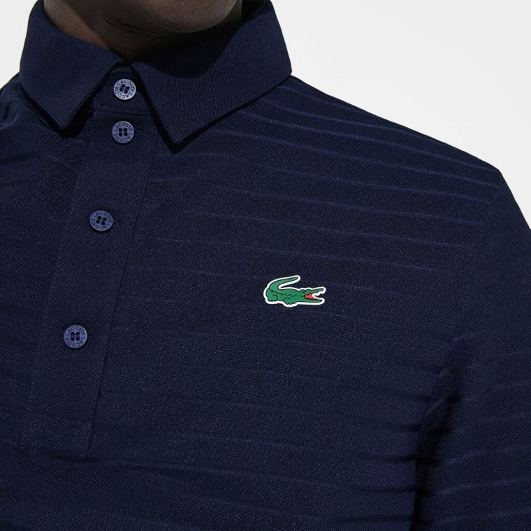 Lacoste SPORT Textured Åndbar Golf Polo Shirt Mørkeblå Blå | 8QqpE2UW