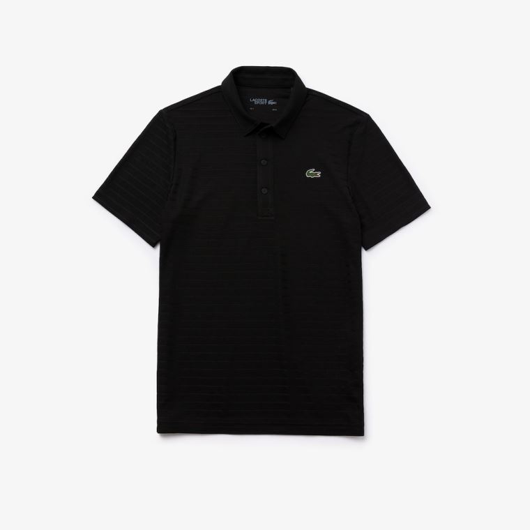 Lacoste SPORT Textured Åndbar Golf Polo Shirt Sort | Bsvilsrq