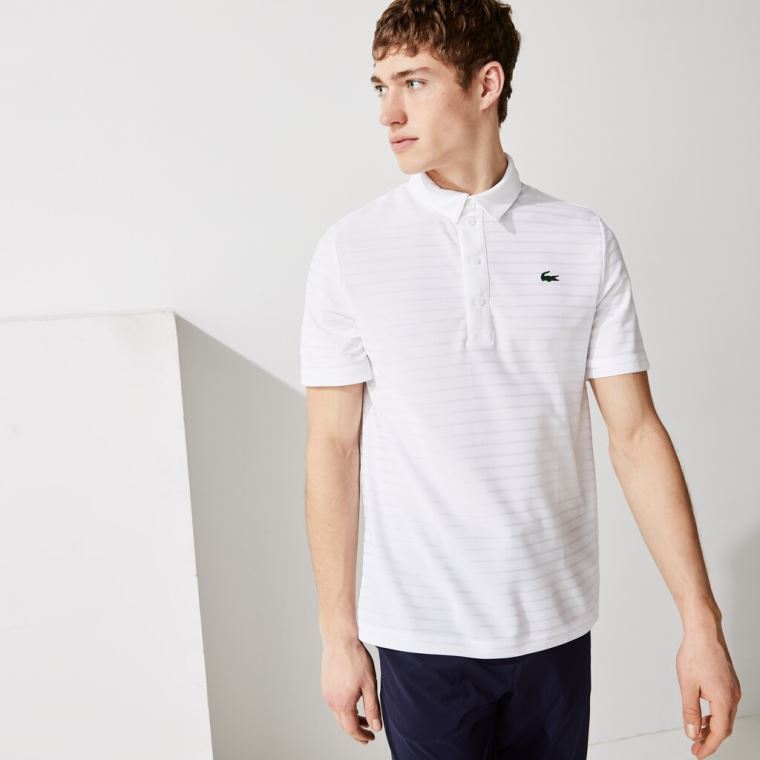 Lacoste SPORT Textured Åndbar Golf Polo Shirt Hvide | HmsrtUg2