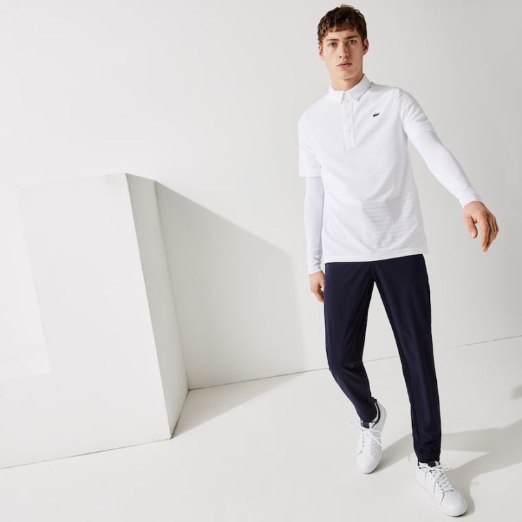 Lacoste SPORT Textured Åndbar Golf Polo Shirt Hvide | n23NHNiT