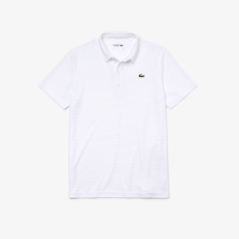 Lacoste SPORT Textured Åndbar Golf Polo Shirt Hvide | n23NHNiT