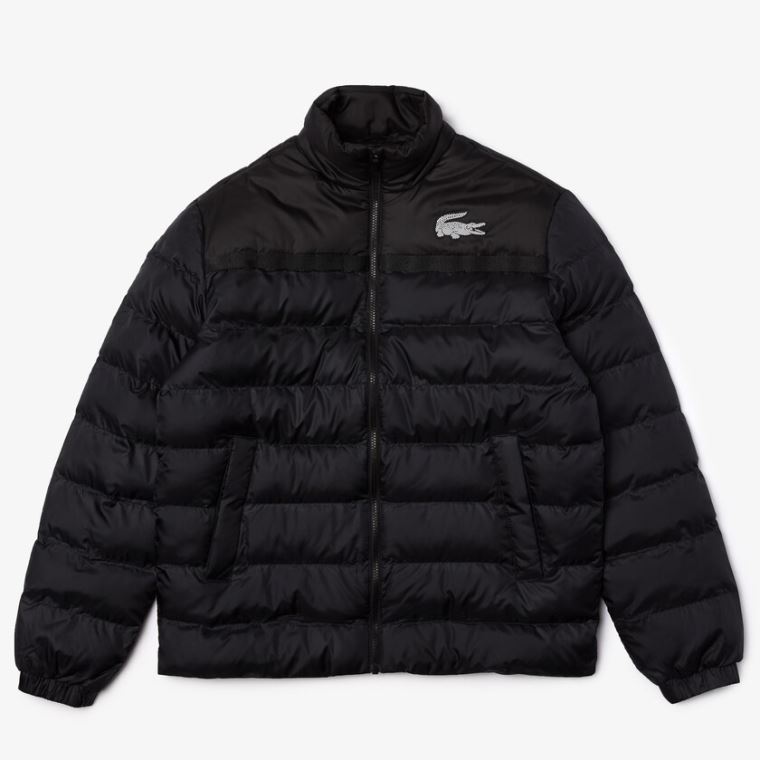 Lacoste SPORT Two-Tone Strand-Resistant Quilted Jacket Mørkegrå Sort | zCjtMUb1