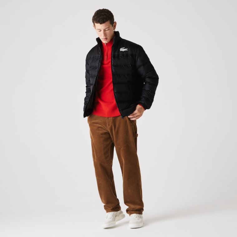 Lacoste SPORT Two-Tone Strand-Resistant Quilted Jacket Mørkegrå Sort | zCjtMUb1