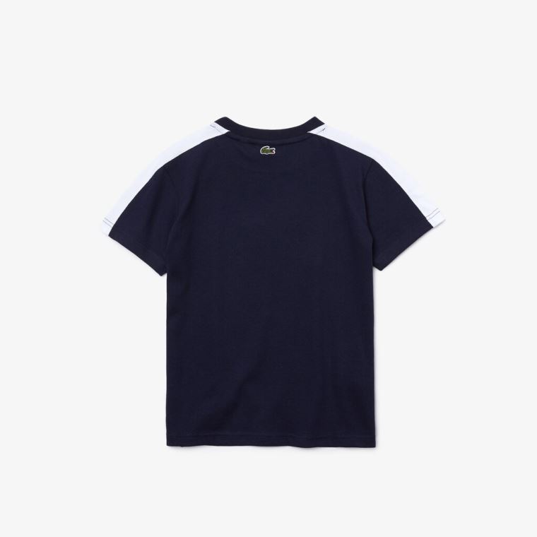 Lacoste SPORT Two-Tone T-shirt Mørkeblå Blå Hvide | 3HL1Nbuu