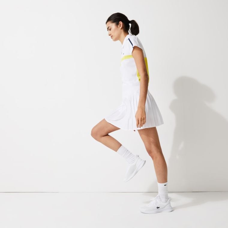 Lacoste SPORT Ultra Dry Pleated Tennis Skirt Hvide | 3bheR6UO