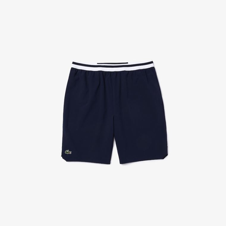 Lacoste SPORT x Novak Djokovic Stretch Taffeta Shorts Mørkeblå Blå Hvide | AJcB3aSZ