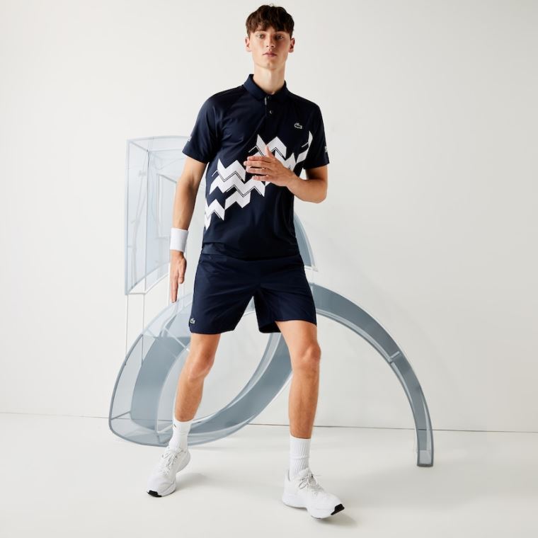 Lacoste SPORT x Novak Djokovic Stretch Taffeta Shorts Mørkeblå Blå Hvide | AJcB3aSZ