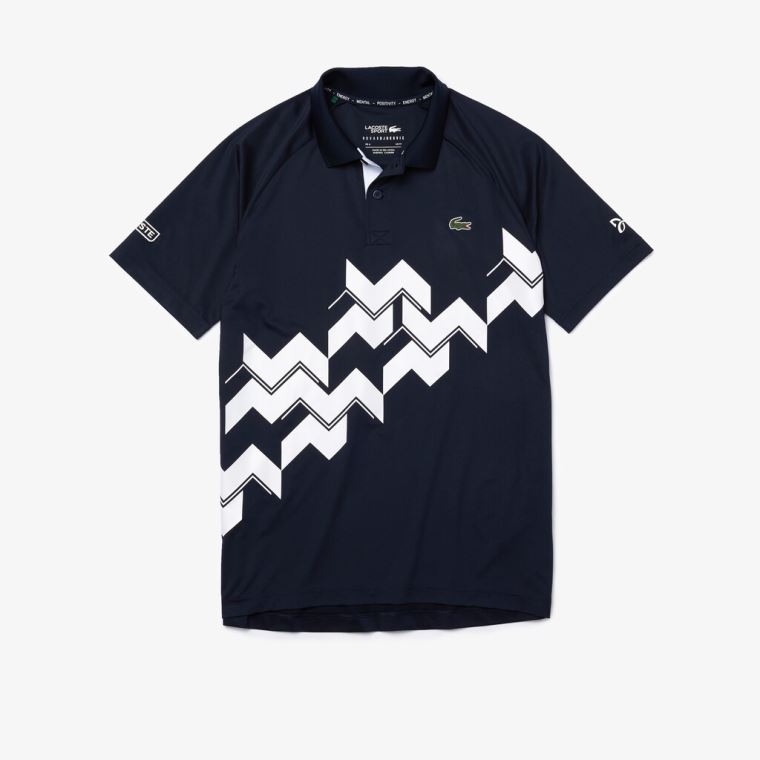 Lacoste SPORT x Novak Djokovic Åndbar Jersey Polo Shirt Mørkeblå Blå Hvide | 6aqG2PDw