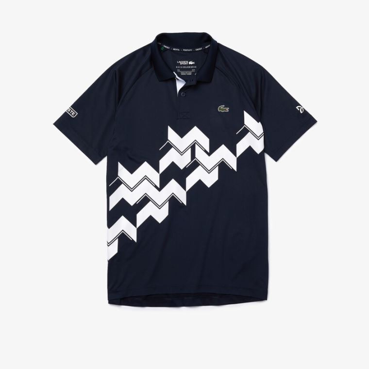 Lacoste SPORT x Novak Djokovic Åndbar Jersey Polo Shirt Mørkeblå Blå Hvide | kJPeo2Xf