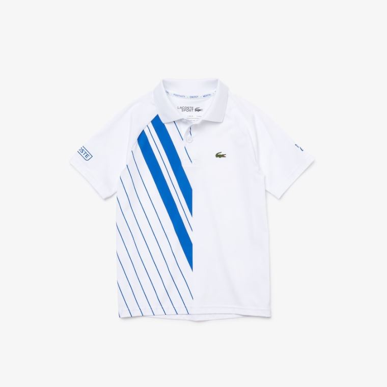 Lacoste SPORT x Novak Djokovic Åndbar Stretch Polo Hvide Blå | 9m9FY8Wp