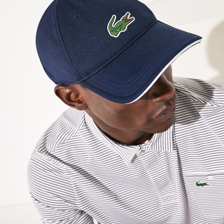 Lacoste SPORT Åndbar Piqué Golf Cap Mørkeblå Blå Hvide | V28QSnkR