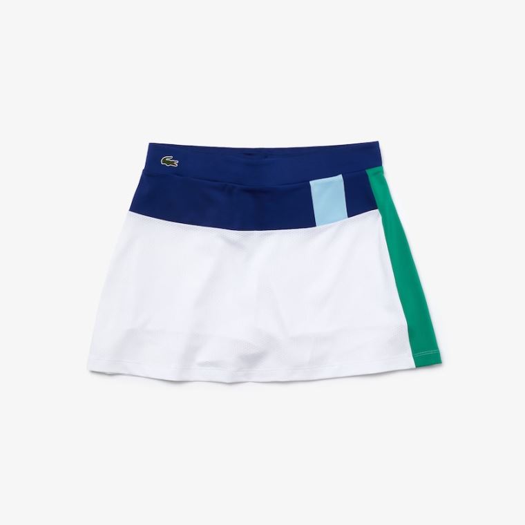 Lacoste SPORT Åndbar Stretch Tennis Skirt Blå Hvide Gul Blå Grøn | j1xtAKUG