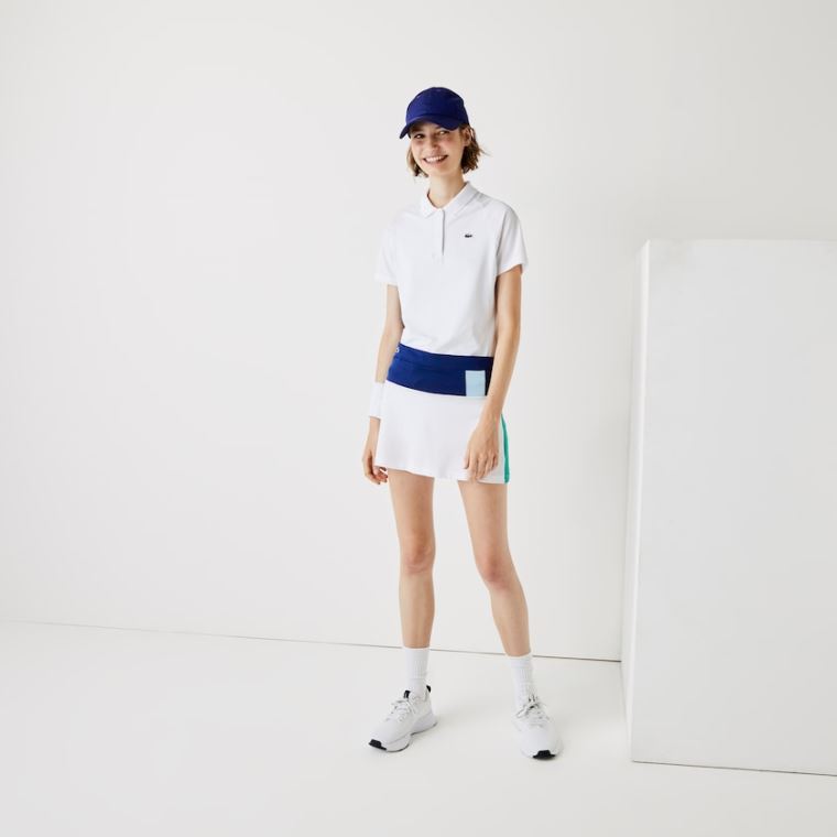 Lacoste SPORT Åndbar Stretch Tennis Skirt Blå Hvide Gul Blå Grøn | j1xtAKUG